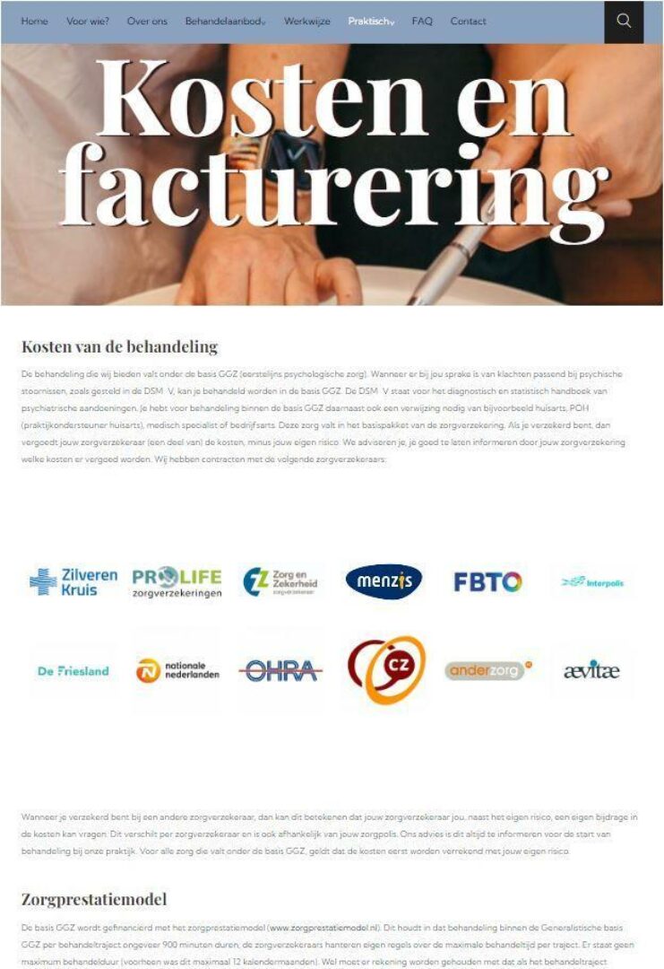 Toegankelijke website voor psychologen praktijk