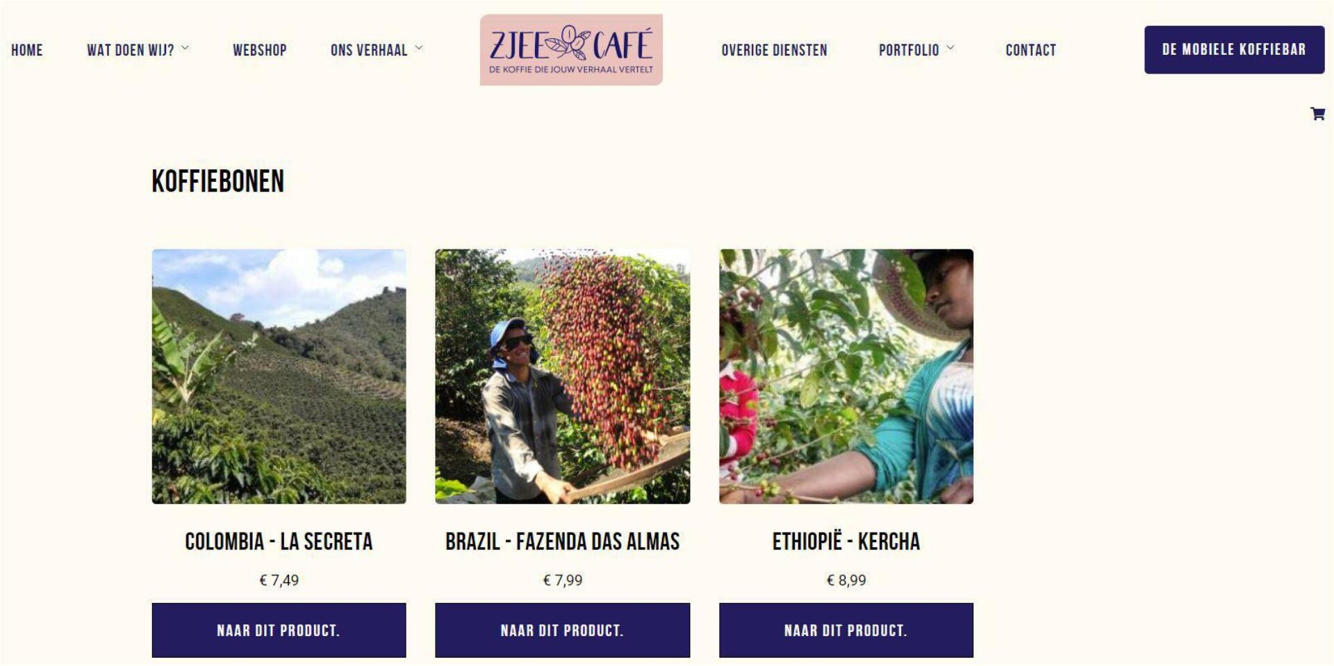 Webshop voor mobiele koffiebar