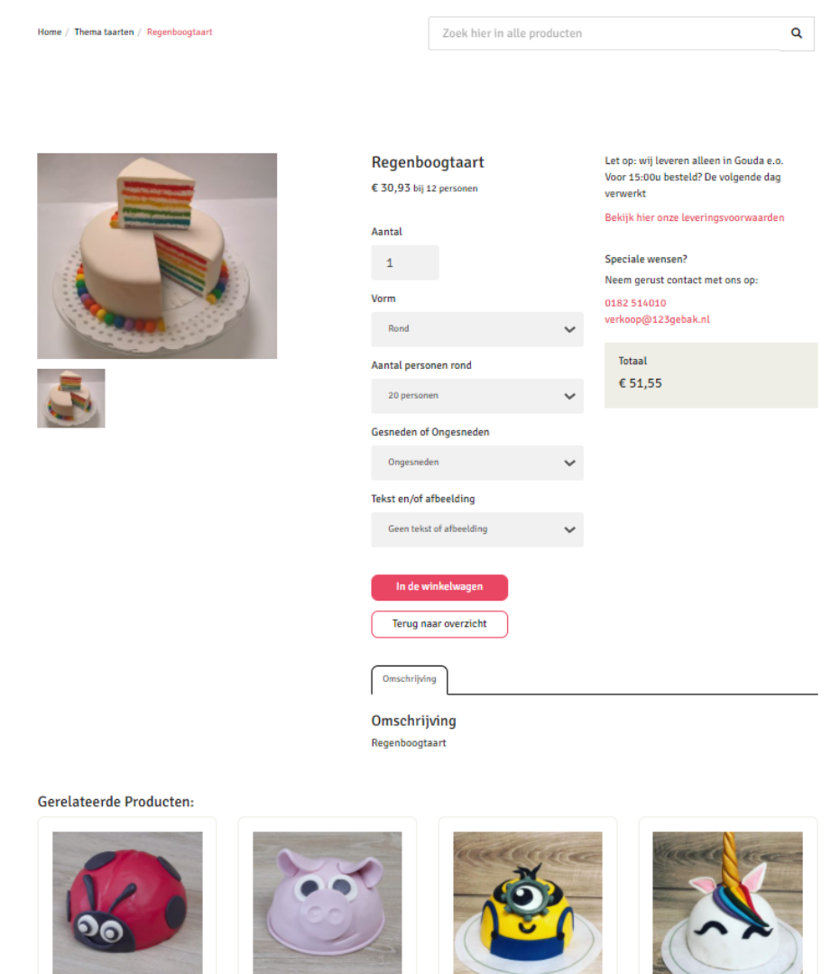 Webshop voor banketbakkerij