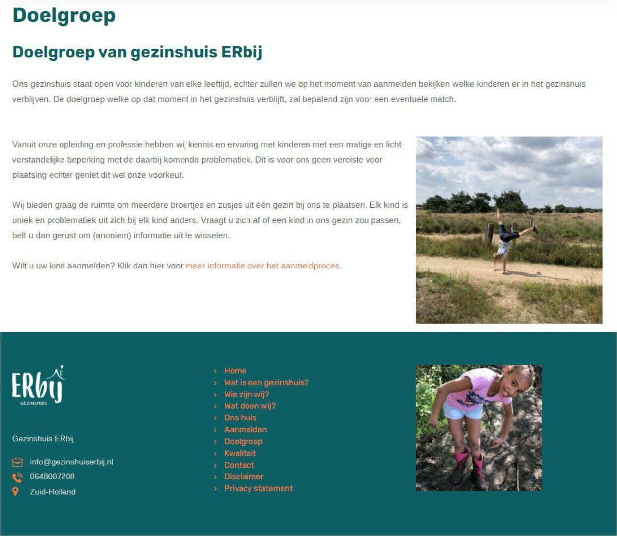 Website voor Gezinshuis ERbij