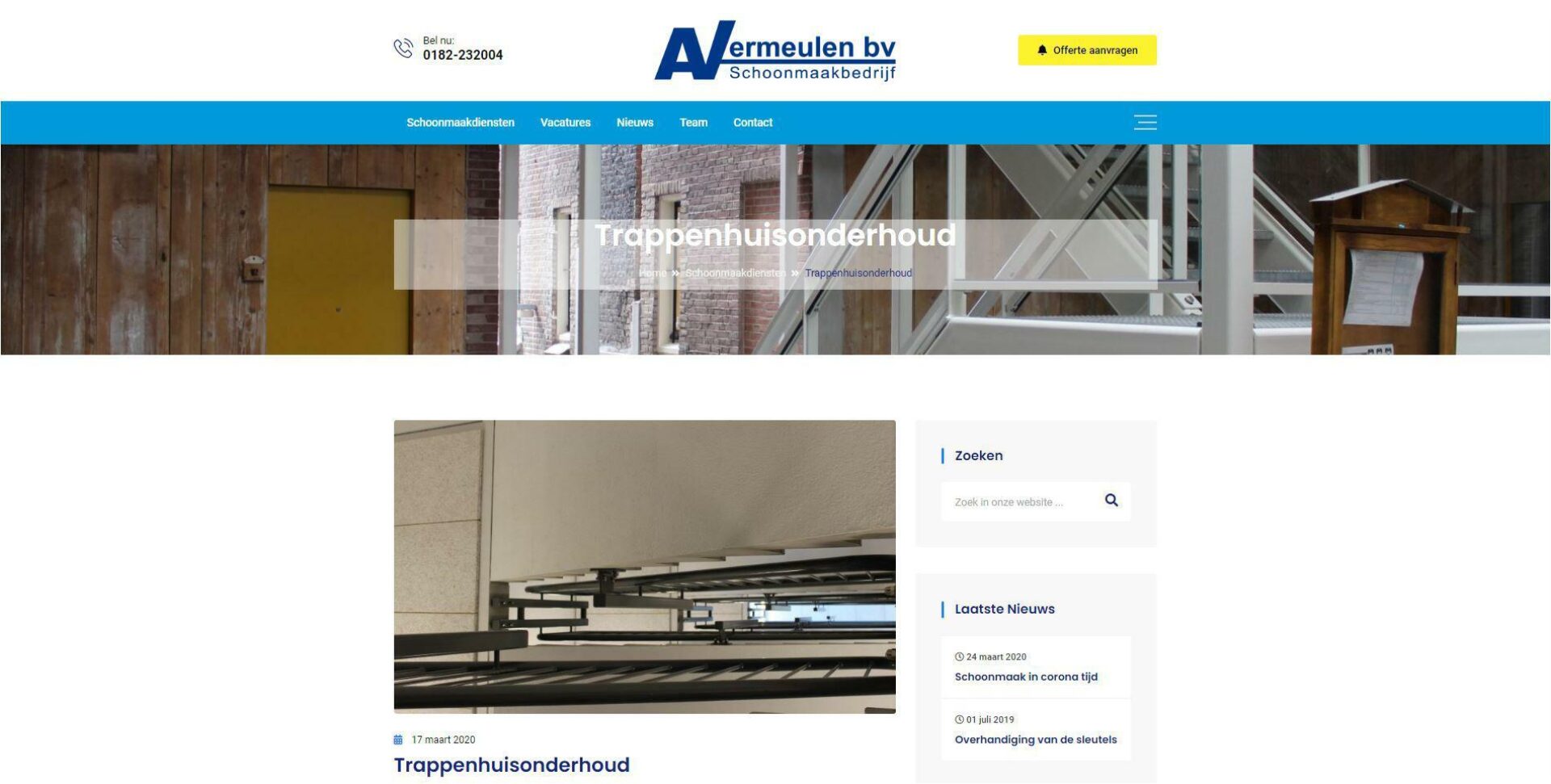 Nieuwe website voor A. Vermeulen Schoonmaak BV