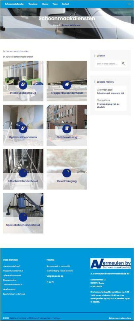 Nieuwe website voor A. Vermeulen Schoonmaak BV