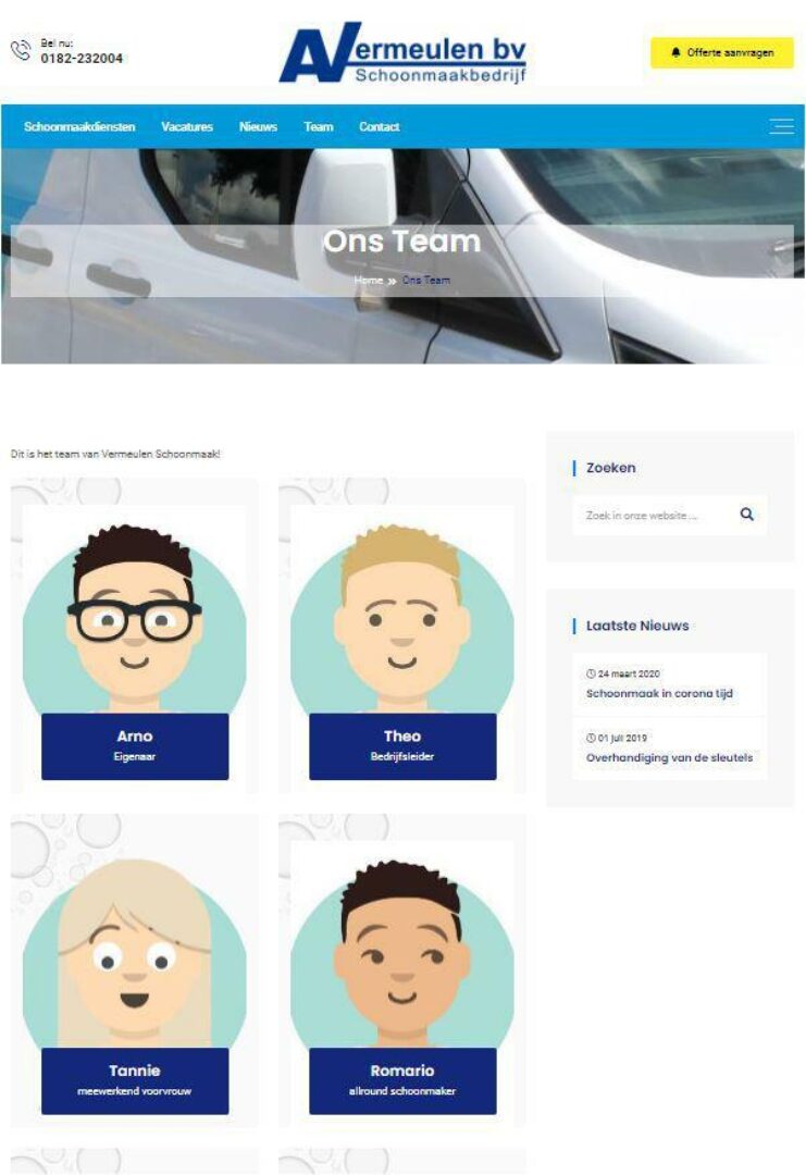 Nieuwe website voor A. Vermeulen Schoonmaak BV