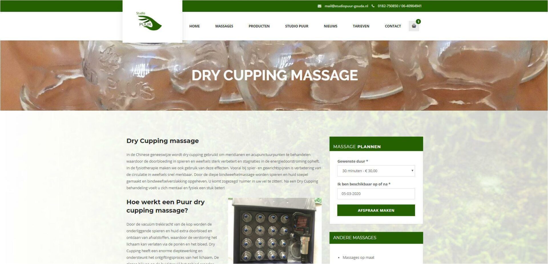 Website met shop en reserveringssysteem voor Studio Puur Gouda
