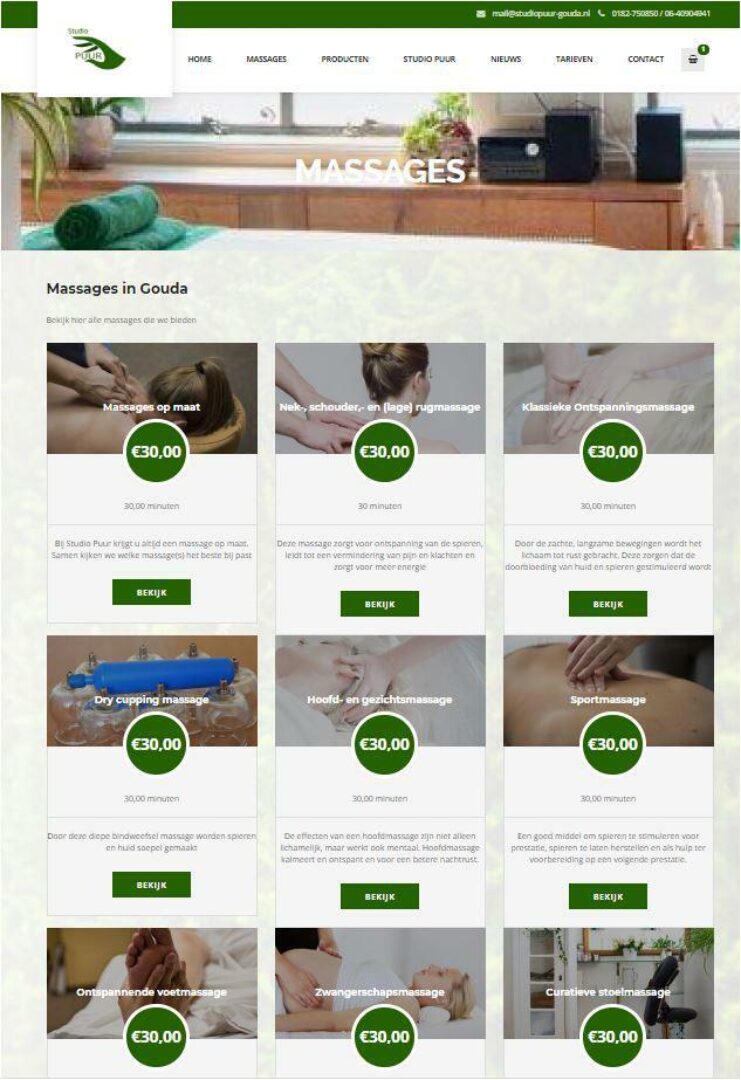 Website met shop en reserveringssysteem voor Studio Puur Gouda
