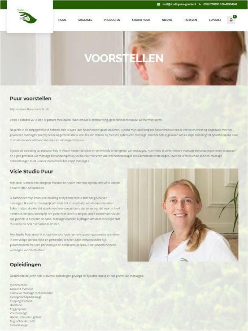 Website met shop en reserveringssysteem voor Studio Puur Gouda