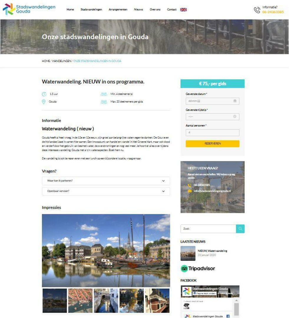 Prachtige nieuwe website voor Stadswandelingen Gouda