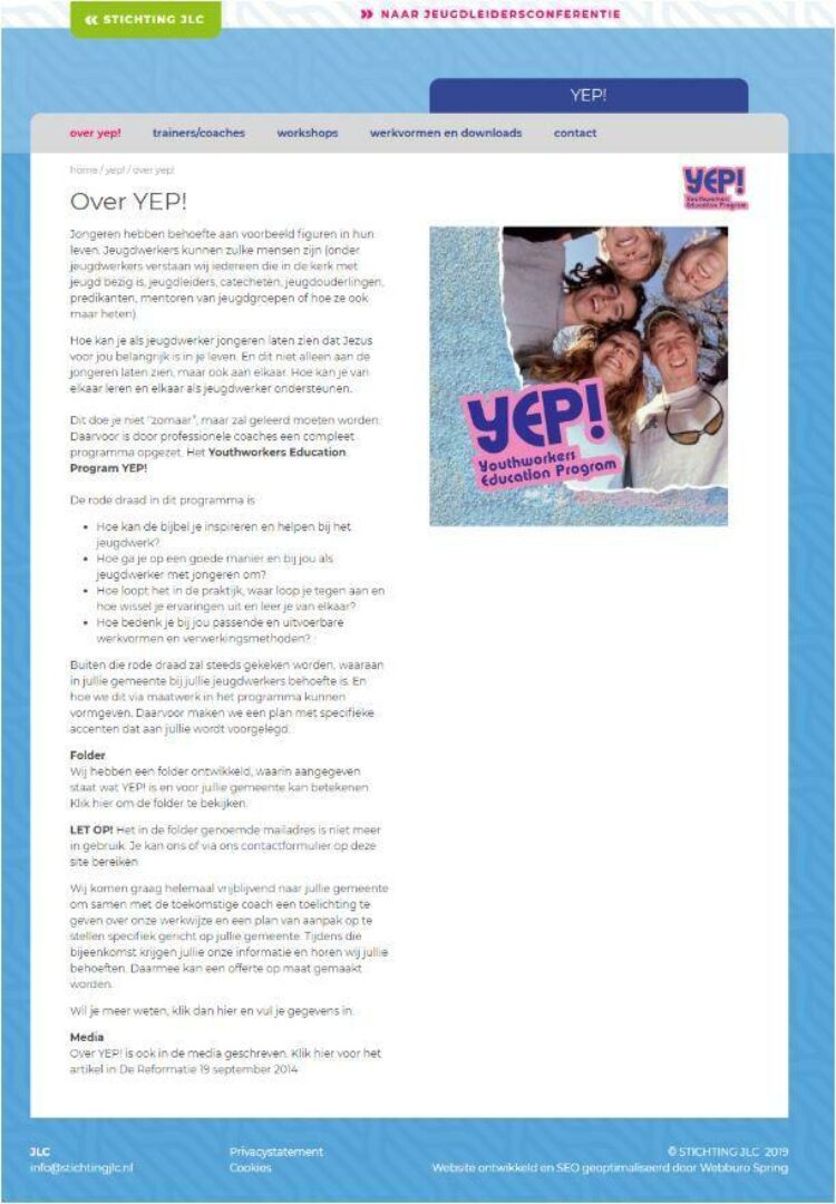 Website voor Stichting JLC ism Graficelly