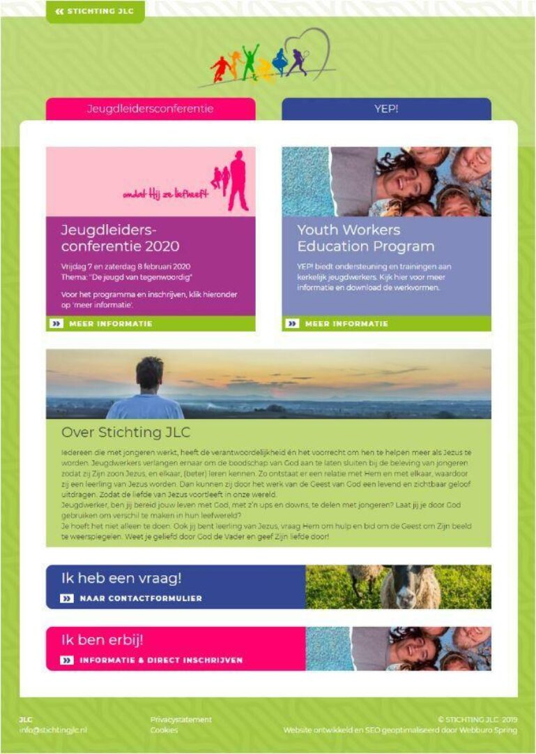 Website voor Stichting JLC ism Graficelly