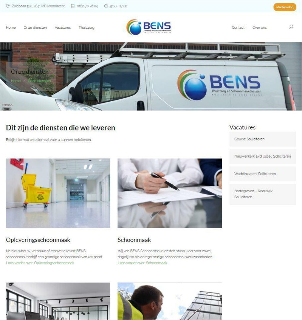 Website voor Bens Diensten