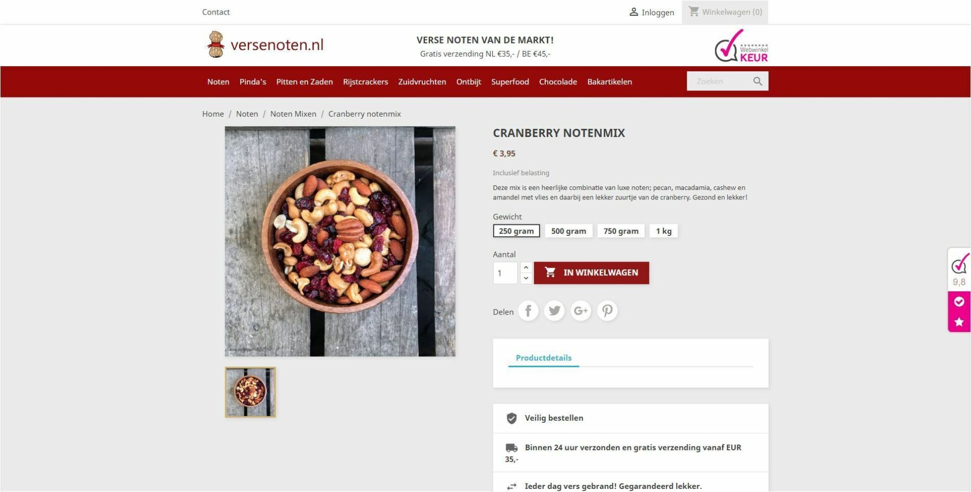 Webshop en SEO voor Versenoten.nl