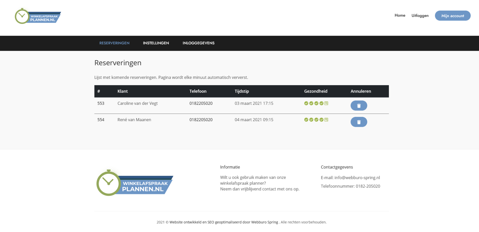 Winkelafspraak plannen