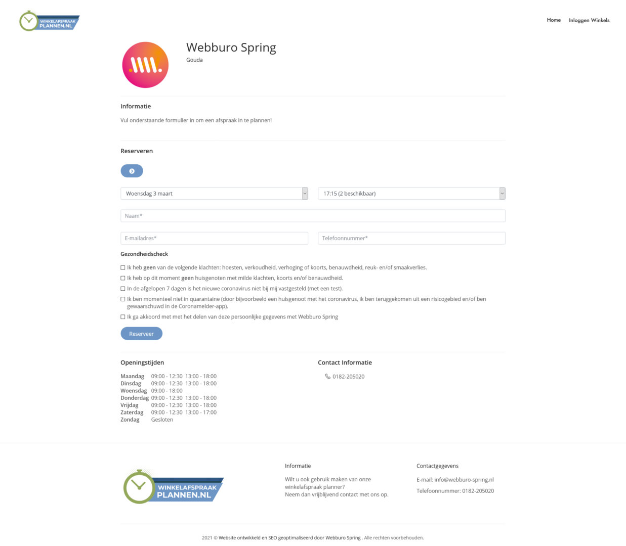 Winkelafspraak plannen