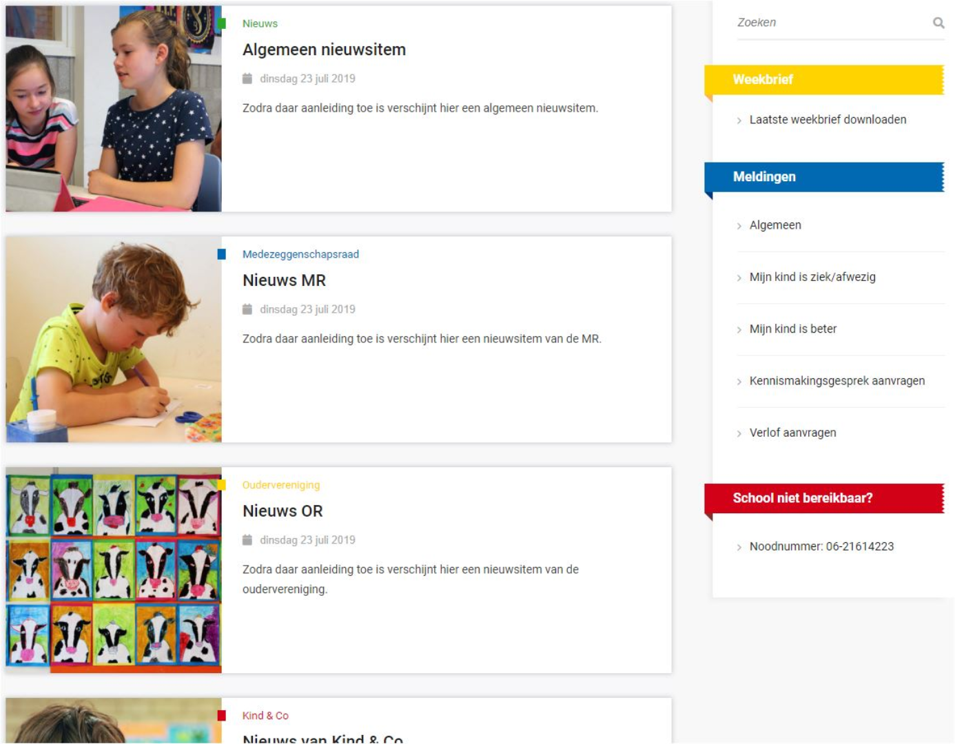 Website voor Basisschool 't Carillon